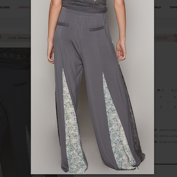 POL “ Brooklyn “ POL Lace Panel Flowy Wide Leg Pants 8 - Picture 6 of 6